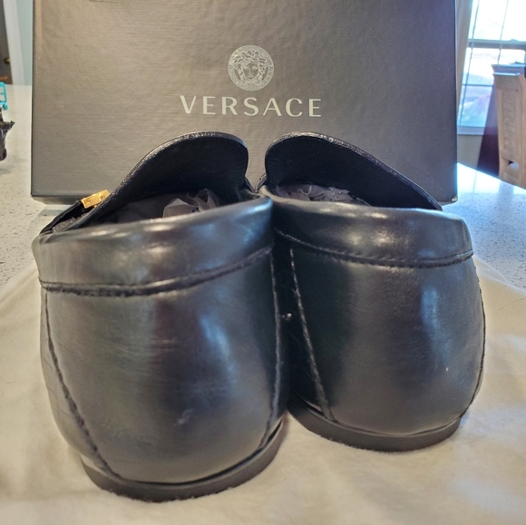 Versace Black Leather And Suede Medusa Loafers 44 main image 7